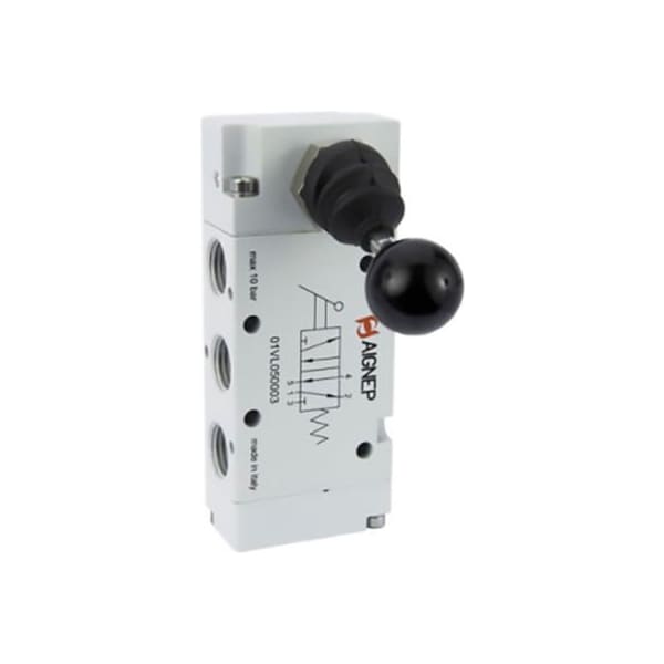 Alpha Technologies Aignep USA 5/3 Hand Lever Actuated Valve Spring Centered Open Center G1/4" Ports 01VL07OC03 - main